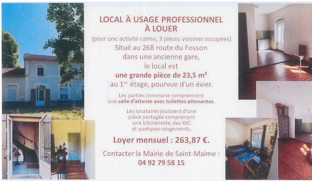 Annonce local professionnel à louer à ST MAIME